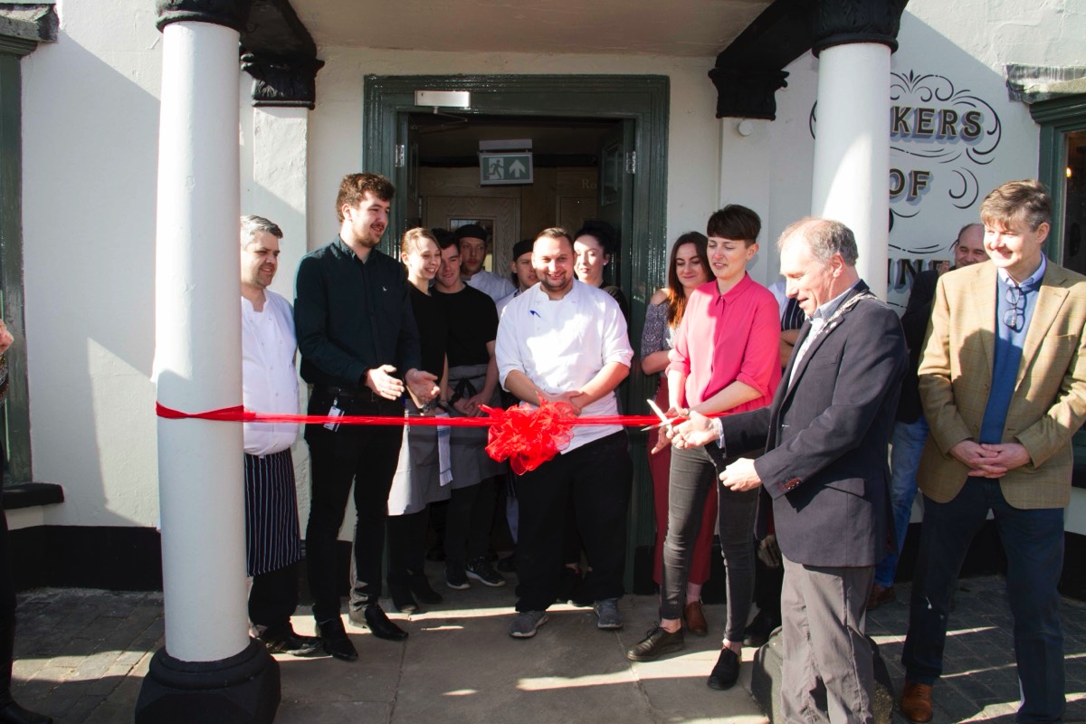 The Bull Opening Day - the Mayor cuts the ribbon