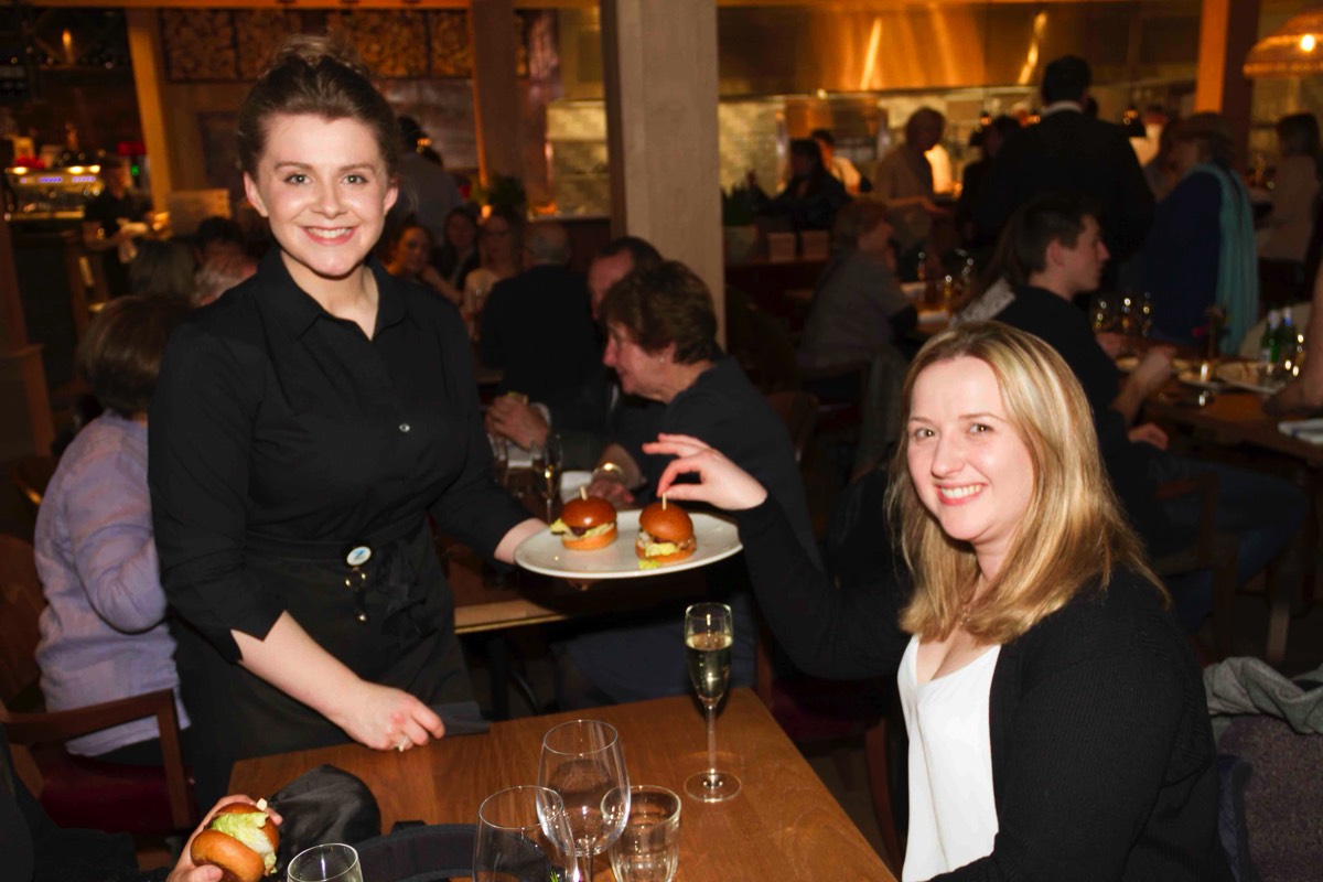 Sarah Crabb being served at the Cherry Tree in Olney